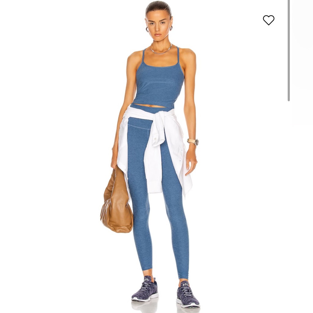 NWT Beyond Yoga Set Washed Denim Set: Slim Racerback Tank + Midi Leggings - Picture 2 of 11